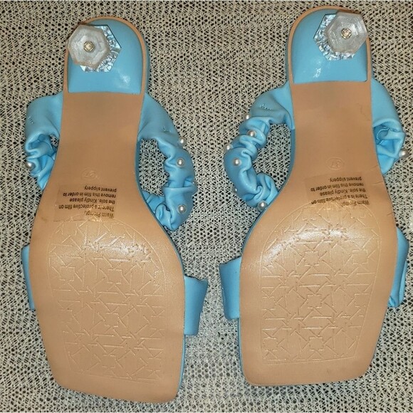 rsxses Women's Square Heels Sandals Clear Lucite Heel Mules Open Toe Slip On... - Picture 5 of 9